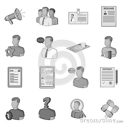 Human resources icons set, flat style Vector Illustration