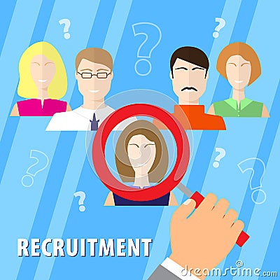 Human resources man woman personnel search selection Vector Illustration