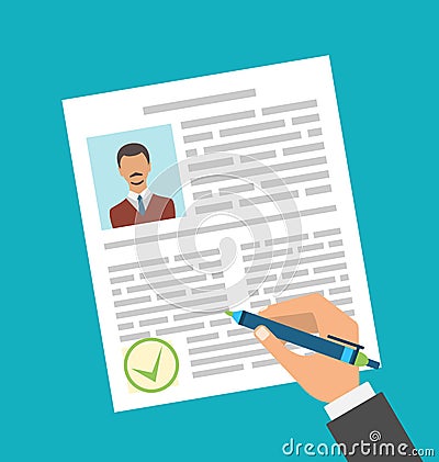 Human Resources Management, Approval Resume Vector Illustration