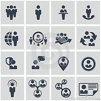 Human resources and management icons set. Vector Illustration