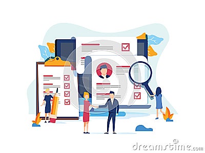 Human Resources, Recruitment Concept for web page, banner presentation, social media, documents cards and posters. Vector Illustration