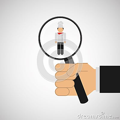 human resources searching chef graphic Cartoon Illustration