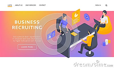 Human resources specialists recruiting employee isometric vector illustration. Cartoon Illustration