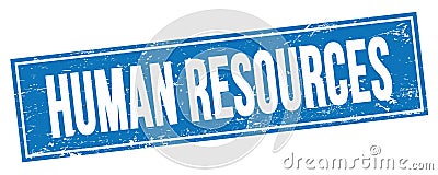 HUMAN RESOURCES text on blue grungy rectangle stamp Stock Photo