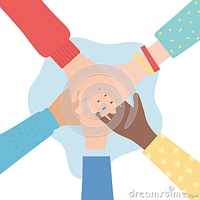 Human rights, together hands diversity people Vector Illustration