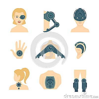 Human robot icon flat Vector Illustration