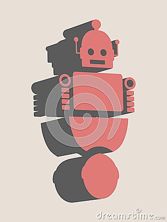 Human and robot relationships Vector Illustration