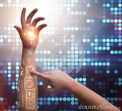 Human robotic hand in futuristic concept Stock Photo