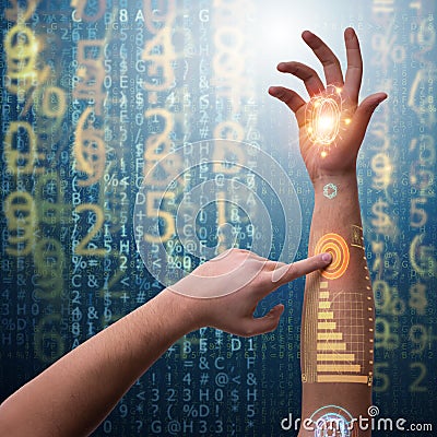 The human robotic hand in futuristic concept Stock Photo