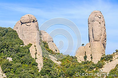 Human shape rocks in Montserrat Mountain, Spain Stock Photo