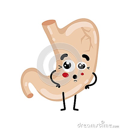 Human sick stomach cartoon character Vector Illustration