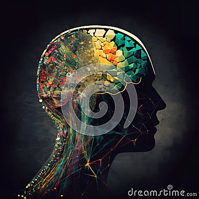 human silhouette brain trauma or stress concepts Stock Photo