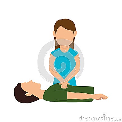 human silhouette doing resuscitation Cartoon Illustration