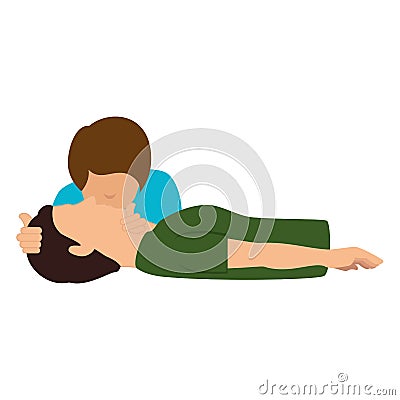 human silhouette doing resuscitation Cartoon Illustration