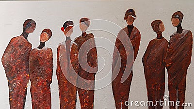 Human silhouettes in brown on the wall Editorial Stock Photo