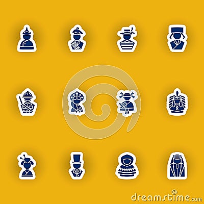 Human silhouettes icon set isolated on yellow Vector Illustration