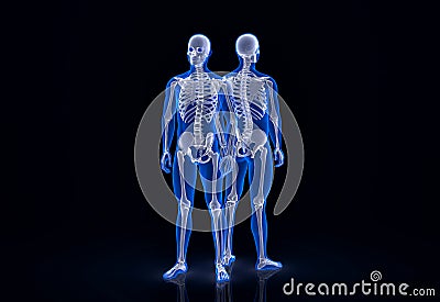 Human skeleton. Front and back view. Contains clipping path Cartoon Illustration