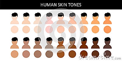 Human skin tones. Human skin tones. Various body skin color. Vector Vector Illustration