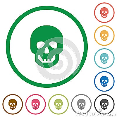 Human skull flat icons with outlines Stock Photo