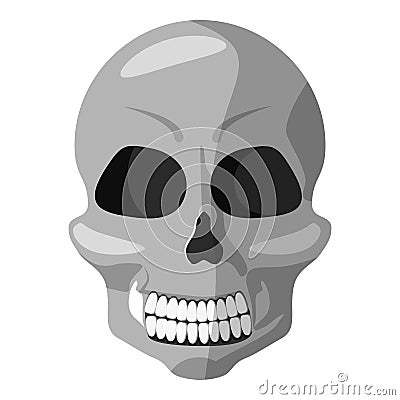 Human skull icon, gray monochrome style Vector Illustration