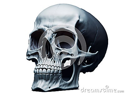 Human skull isolated on a white background. AI-generated. Stock Photo