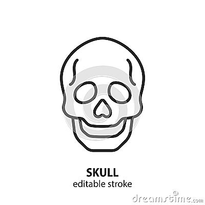 Human skull line icon. Editable stroke. Vector illustration Vector Illustration