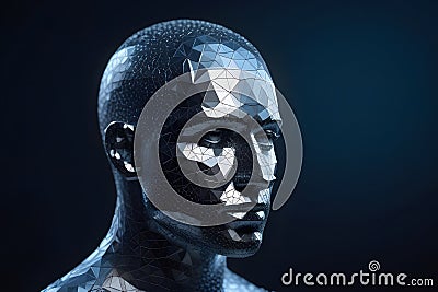 human skull ray blue. Generative AI Stock Photo