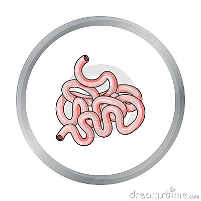 Human small intestine icon in cartoon style isolated on white background. Human organs symbol stock vector illustration. Vector Illustration