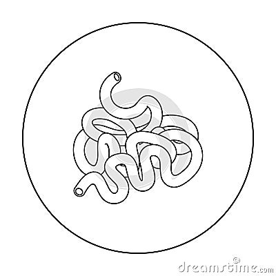 Human small intestine icon in outline style isolated on white background. Human organs symbol stock vector illustration. Vector Illustration