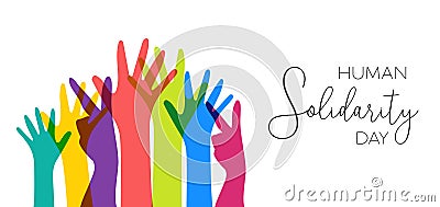 Human Solidarity Day illustration colorful hands Vector Illustration