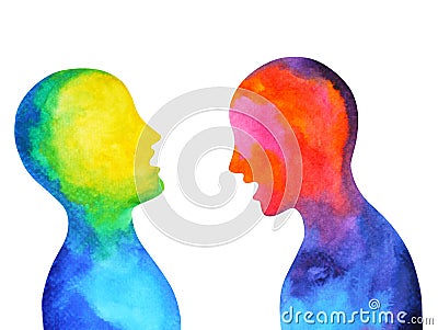 Human speaking listening power of mastermind together world universe Stock Photo