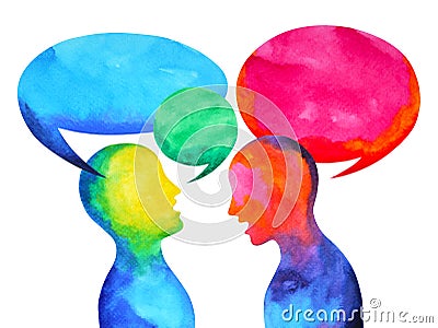 Human speaking listening power of mastermind together world universe Stock Photo