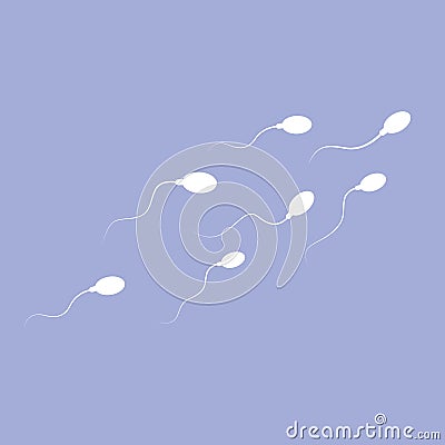 Human sperm swimming in one direction Vector Illustration