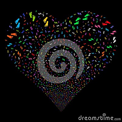 Human Steps Fireworks Heart Vector Illustration