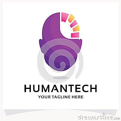 Human Tech Logo Design Template Inspiration Vector Illustration