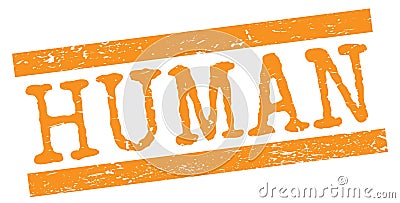 HUMAN text on orange lines stamp sign Stock Photo