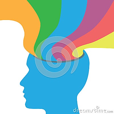Human thoughts, thinking, psychology and intelligence abstract concept with face silhouette. Vector Illustration