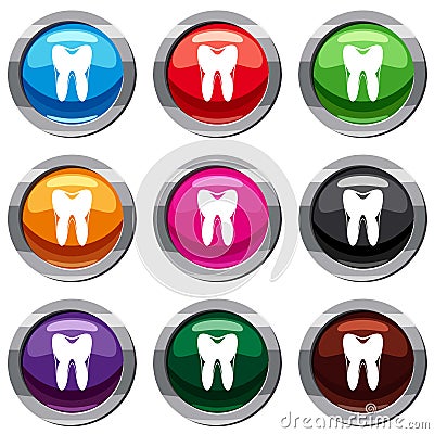 Human tooth set 9 collection Vector Illustration
