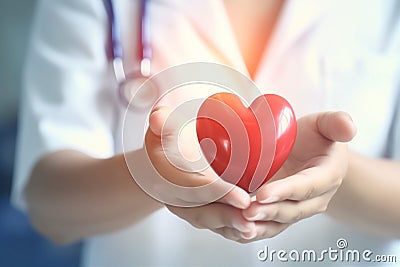 cardiology care person doctor health concept medicine heart hand hospital. Generative AI. Stock Photo