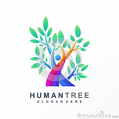 Human tree colorful logo design Vector Illustration