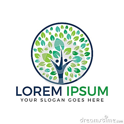 Human Tree logo design. Stock Photo