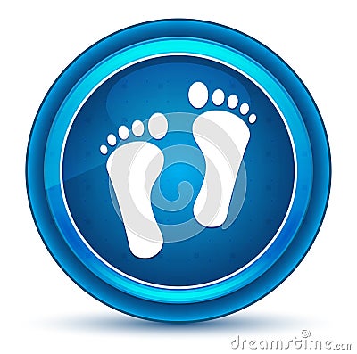 Human two footprints icon eyeball blue round button Stock Photo