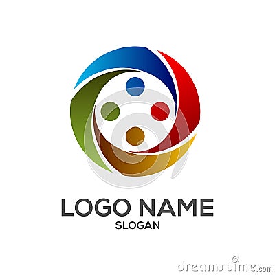 Human circle element logo design template Vector Illustration