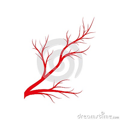 Eye veins, human red blood vessels, blood system. Vector illustration isolated on white background Cartoon Illustration