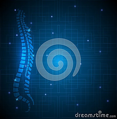 Human vertebral column abstract blue background Vector Illustration