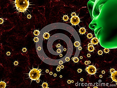 Human virus infection medical symbol - 3D illustration Cartoon Illustration