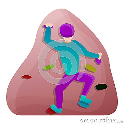 Human wall climbing icon, cartoon style Vector Illustration