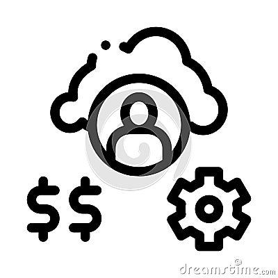 Human working for money icon vector outline illustration Vector Illustration