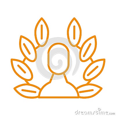 Human with wreath leafs crown award victory Vector Illustration