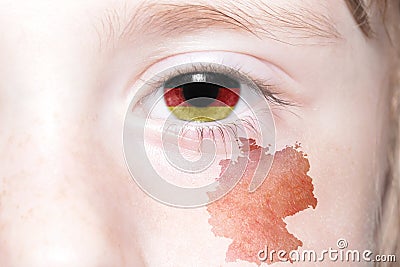 Human& x27;s eye with national flag and map of germany. Stock Photo